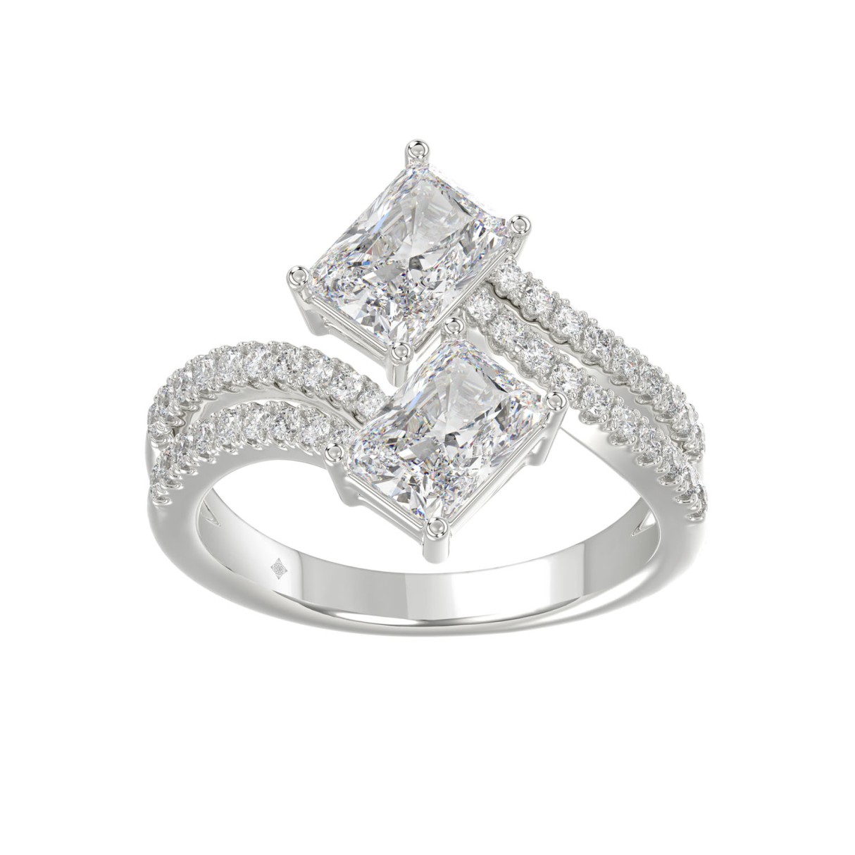 14K WHITE GOLD 2 1/4CT ROUND/RADIANT DIAMOND LADIES RING (CENTER STONE RADIANT DIAMOND 2CT) - Image 1