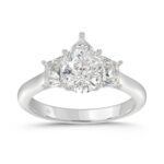 14K WHITE GOLD 2 1/5CT PEAR/TRAPEZOID DIAMOND LADIES RING (CENTER STONE PEAR DIAMOND 1 1/2CT)