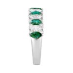14K WHITE GOLD 2 1/5CT ROUND/MARQUISE GREEN DIAMOND LADIES BAND (GREEN EMERALD MARQUISE 3/4CT) - Image 3