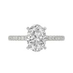 14K WHITE GOLD 2 1/5CT ROUND/OVAL DIAMOND LADIES RING (CENTER STONE OVAL DIAMOND 2CT) - Image 5