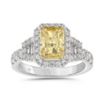 14K WHITE GOLD 2 3/4CT ROUND/BAGUETTE/RADIANT DIAMOND LADIES RING (CENTER STONE YELLOW RADIANT DIAMOND 2CT)