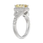 14K WHITE GOLD 2 3/4CT ROUND/BAGUETTE/YELLOW RADIANT DIAMOND LADIES RING (CENTER STONE YELLOW RADIANT DIAMOND 2CT) - Image 4