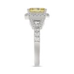14K WHITE GOLD 2 3/4CT ROUND/BAGUETTE/YELLOW RADIANT DIAMOND LADIES RING (CENTER STONE YELLOW RADIANT DIAMOND 2CT) - Image 3