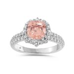 14K WHITE GOLD 2 3/4CT ROUND/CUSHION PINK DIAMOND LADIES RING