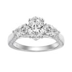 14K WHITE GOLD 2 3/4CT ROUND/OVAL/PEAR DIAMOND LADIES RING (CENTER STONE OVAL DIAMOND 2.00CT)