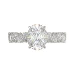 14K WHITE GOLD 2 3/4CT ROUND/OVAL/PEAR DIAMOND LADIES RING (CENTER STONE OVAL DIAMOND 2CT) - Image 5