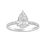 14K WHITE GOLD 2 3/4CT ROUND/PEAR DIAMOND LADIES RING (CENTER STONE PEAR DIAMOND 2CT)