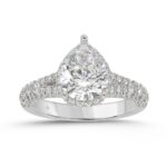 14K WHITE GOLD 2 3/4CT ROUND/PEAR DIAMOND LADIES RING (CENTER STONE PEAR DIAMOND 2CT)