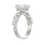 14K WHITE GOLD 2 3/4CT ROUND/PEAR/EMERALD DIAMOND LADIES RING (CENTER STONE EMERALD DIAMOND 2CT) - Image 3