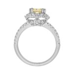 14K WHITE GOLD 2 3/4CT ROUND/YELLOW CUSHION DIAMOND LADIES RING - Image 2
