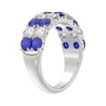 14K WHITE GOLD 2 3/8CT ROUND DIAMOND LADIES BAND (BLUE SAPPHIRE ROUND) - Image 3