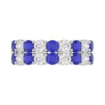 14K WHITE GOLD 2 3/8CT ROUND DIAMOND LADIES BAND (BLUE SAPPHIRE ROUND) - Image 5