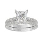 14K WHITE GOLD 2 7/8CT ROUND/PRINCESS DIAMOND LADIES BRIDAL SET (CENTER STONE PRINCESS DIAMOND 2.00CT)