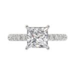 14K WHITE GOLD 2 7/8CT ROUND/PRINCESS DIAMOND LADIES BRIDAL SET (CENTER STONE PRINCESS DIAMOND 2.00CT) - Image 5