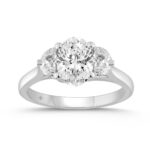 14K WHITE GOLD 2.00CT OVAL/HALF MOON DIAMOND LADIES RING (CENTER STONE OVAL DIAMOND 1 3/8CT)