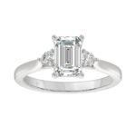 14K WHITE GOLD 2.00CT ROUND/EMERALD DIAMOND LADIES RING