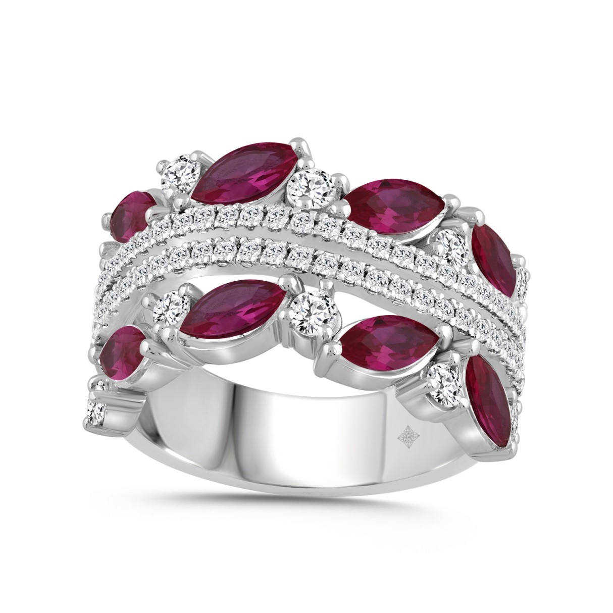 14K WHITE GOLD 2.00CT ROUND/MARQUISE DIAMOND LADIES RING (RUBY DIAMOND 1 1/2CT) - Image 1
