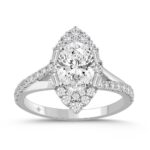 14K WHITE GOLD 2.00CT ROUND/OVAL/BAGUETTE DIAMOND LADIES RING