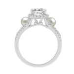 14K WHITE GOLD 2.00CT ROUND/PEAR/PEARL DIAMOND LADIES RING - Image 2