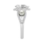 14K WHITE GOLD 2.00CT ROUND/PEAR/PEARL DIAMOND LADIES RING - Image 3