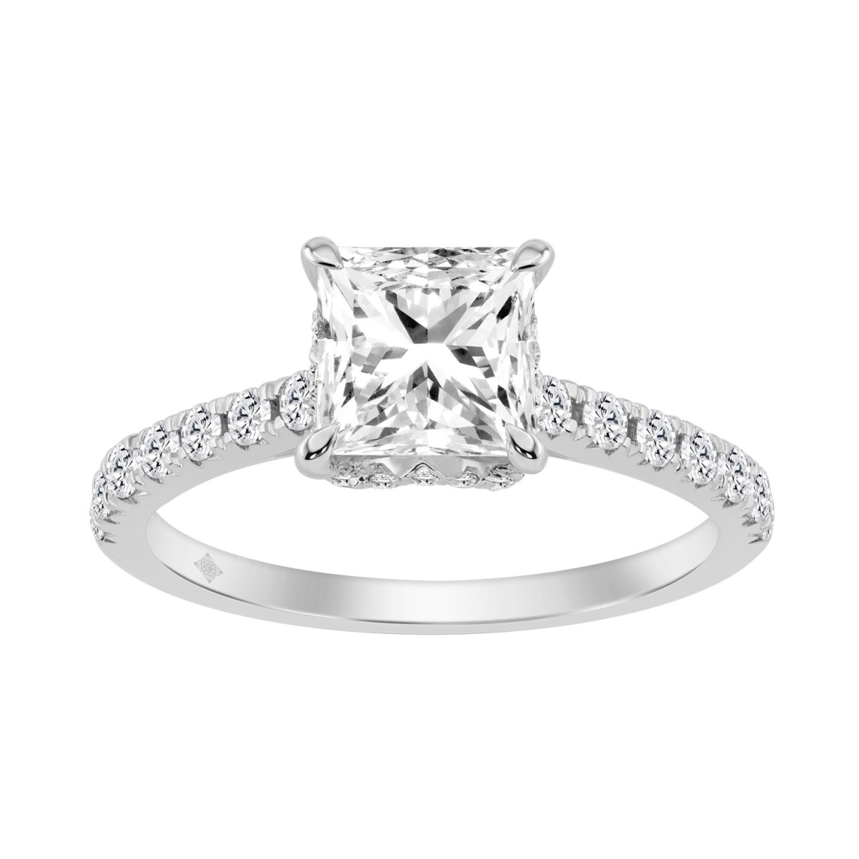 14K WHITE GOLD 2.00CT ROUND/PRINCESS DIAMOND LADIES RING (CENTER STONE PRINCESS DIAMOND 1 1/2CT) - Image 1