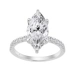 14K WHITE GOLD 3 1/2CT MARQUISE/ROUND DIAMOND LADIES RING (CENTER STONE MARQUISE DIAMOND 3CT)