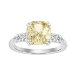 14K WHITE GOLD 3 1/2CT OVAL/YELLOW CUSHION/PEAR DIAMOND LADIES RING (CENTER STONE YELLOW CUSHION DIAMOND 3.00CT)