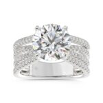 14K WHITE GOLD 3 1/2CT ROUND DIAMOND LADIES RING (CENTER STONE ROUND DIAMOND 3CT)