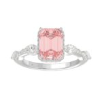 14K WHITE GOLD 3 1/2CT ROUND/MARQUISE/PINK EMERALD DIAMOND LADIES RING (CENTER STONE PINK EMERALD DIAMOND 3.00CT)