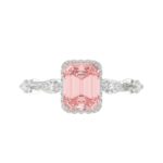 14K WHITE GOLD 3 1/2CT ROUND/MARQUISE/PINK EMERALD DIAMOND LADIES RING (CENTER STONE PINK EMERALD DIAMOND 3.00CT) - Image 2
