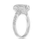 14K WHITE GOLD 3 1/2CT ROUND/PEAR/EMERALD DIAMOND LADIES RING (CENTER STONE EMERALD DIAMOND 3CT) - Image 3