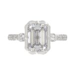 14K WHITE GOLD 3 1/2CT ROUND/PEAR/EMERALD DIAMOND LADIES RING (CENTER STONE EMERALD DIAMOND 3CT) - Image 5