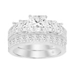 14K WHITE GOLD 3 1/2CT ROUND/PRINCESS DIAMOND LADIES BRIDAL SET (CENTER STONE PRINCESS DIAMOND 3/4CT )