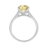 14K WHITE GOLD 3 1/3CT ROUND/PEAR DIAMOND LADIES RING (CENTER STONE YELLOW PEAR DIAMOND 3CT) - Image 2