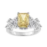 14K WHITE GOLD 3 1/4CT MARQUISE/PEAR/YELLOW RADIANT DIAMOND LADIES RING (CENTER STONE YELLOW RADIANT DIAMOND 2CT)