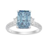 14K White Gold 3 3/4 Ct Emerald Cut Lab Grown Diamond Ring  Womens Engagement Ring With Round & Emerald Cut Diamonds, Fine Jewelry 3.00Ct RADIANT