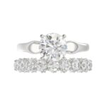 14K WHITE GOLD 3 5/8CT ROUND DIAMOND LADIES BRIDAL SET (CENTER STONE ROUND DIAMOND 2CT) - Image 5