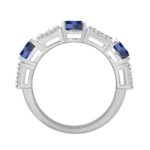 14K WHITE GOLD 3 5/8CT ROUND/BAGUETTE/BLUE SAPPHIRE OVAL DIAMOND LADIES BAND - Image 2
