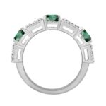 14K WHITE GOLD 3 5/8CT ROUND/BAGUETTE/OVAL DIAMOND LADIES BAND (GREEN EMERALD OVAL 2 1/3CT) - Image 2