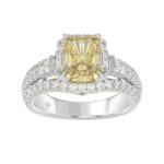 14K WHITE GOLD 3.00CT ROUND/BAGUETTE/YELLOW RADIANT DIAMOND LADIES RING (CENTER STONE RADIANT YELLOW DIAMOND 2.00CT)