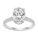 14K WHITE GOLD 3.00CT ROUND/OVAL DIAMOND LADIES RING (CENTER STONE OVAL DIAMOND 2 1/2CT)