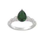14K WHITE GOLD 3.00CT ROUND/PEAR/MARQUISE DIAMOND LADIES RING (CENTER STONE PEAR GREEN EMERALD DIAMOND 2 1/4CT)