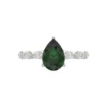 14K WHITE GOLD 3.00CT ROUND/PEAR/MARQUISE DIAMOND LADIES RING (CENTER STONE PEAR GREEN EMERALD DIAMOND 2 1/4CT) - Image 5