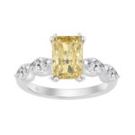 14K WHITE GOLD 3.00CT YELLOW RADIANT/OVAL DIAMOND LADIES RING (CENTER STONE YELLOW RADIANT DIAMOND 5.00CT)