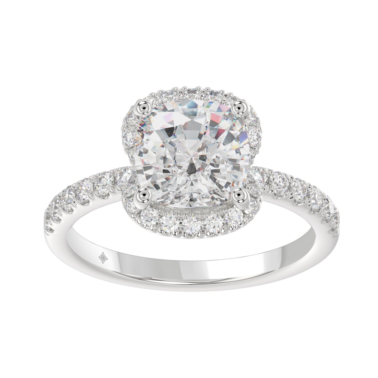 14K WHITE GOLD 4 1/2CT ROUND/CUSHION DIAMOND LADIES RING (CENTER STONE CUSHION DIAMOND 4CT & Color F-G Clarity VS1/VS2) - Image 1