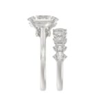 14K WHITE GOLD 4 1/2CT ROUND/OVAL DIAMOND LADIES BRIDAL SET (CENTER STONE OVAL DIAMOND 3.00CT) - Image 4