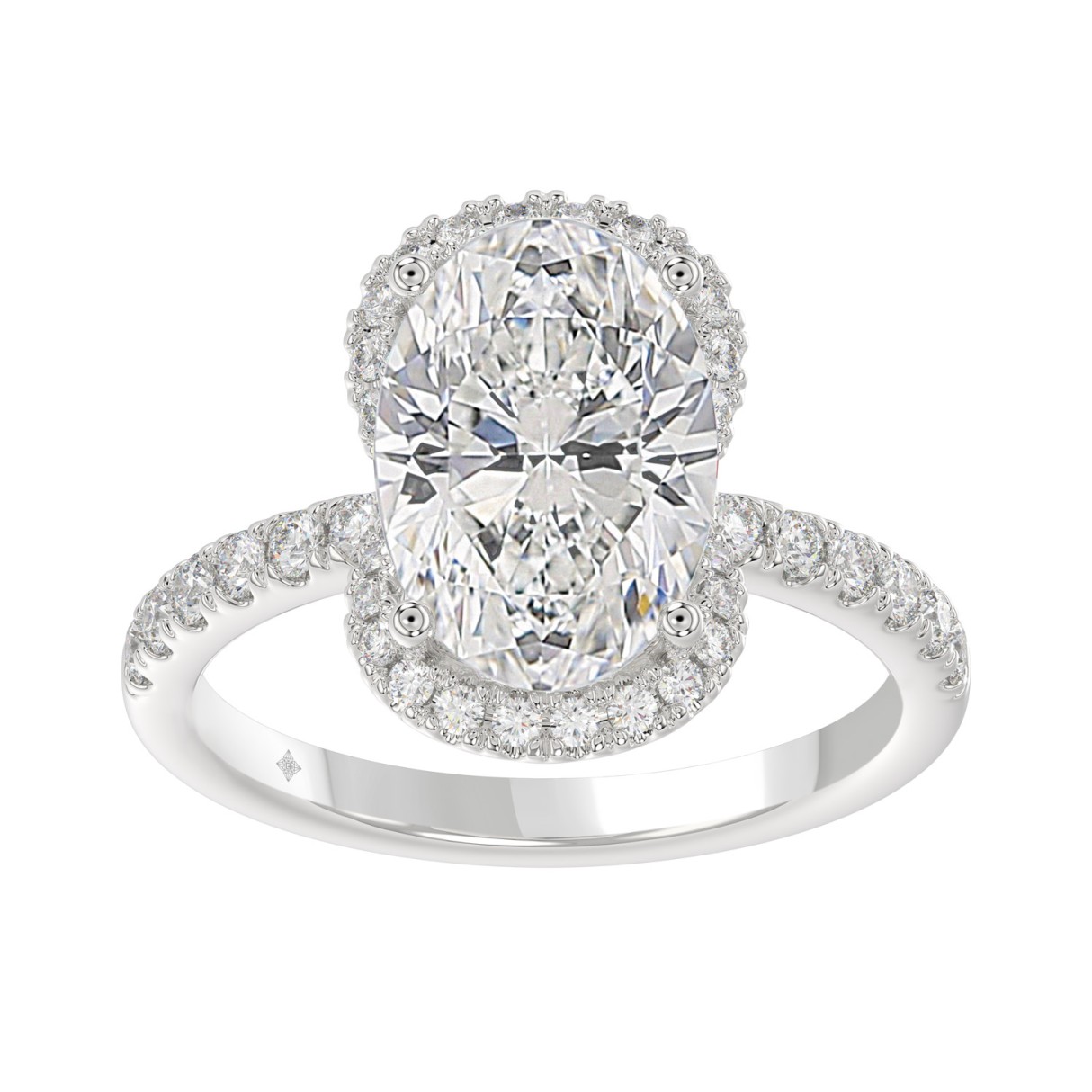 14K WHITE GOLD 4 1/2CT ROUND/OVAL DIAMOND LADIES RING (CENTER STONE OVAL DIAMOND 4.00CT & Color F-G Clarity VS1/VS2) - Image 1