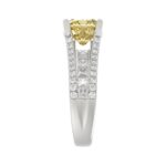 14K WHITE GOLD 4 1/2CT ROUND/PRINCESS/CUSHION DIAMOND LADIES RING (CENTER STONE YELLOW CUSHION DIAMOND 3.00CT) - Image 3