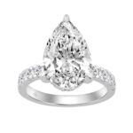 14K WHITE GOLD 4 3/4CT ROUND/PEAR DIAMOND LADIES RING (CENTER STONE PEAR DIAMOND 4CT)