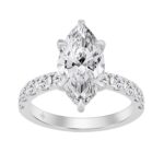 14K WHITE GOLD 4.00CT MARQUISE/ROUND DIAMOND LADIES RING (CENTER STONE MARQUISE DIAMOND 3.00CT)